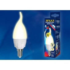 Лампа светодиодная диммируемая Uniel E14 7W 3000K матовая LED-CW37 7W/3000K/E14/FR/DIM PLP01WH UL-00004299