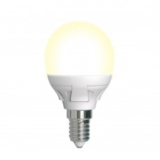 Лампа светодиодная диммируемая Uniel E14 7W 3000K матовая LED-G45 7W/3000K/E14/FR/DIM PLP01WH UL-00004302