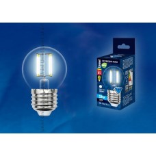 Лампа светодиодная филаментная Uniel E27 6W 4000K прозрачная LED-G45-6W/NW/E27/CL PLS02WH UL-00001370