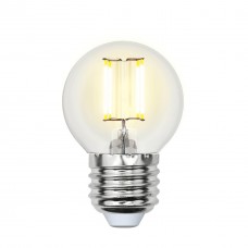 Лампа светодиодная филаментная Uniel E27 6W 4000K прозрачная LED-G45-6W/NW/E27/CL PLS02WH UL-00001370