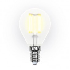 Лампа светодиодная филаментная Uniel E14 6W 3000K матовая LED-G45-6W/WW/E14/FR PLS02WH UL-00000303