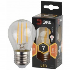 Лампа светодиодная филаментная ЭРА E27 7W 2700K прозрачная F-LED P45-7W-827-E27 Б0035591