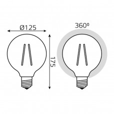 Лампа cветодиодная диммируемая Gauss E27 10W 2400K прозрачная 158802010-D
